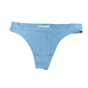 Steve Madden Women's Size Medium Panty Thong Seamless Ribbed Blue NWOT